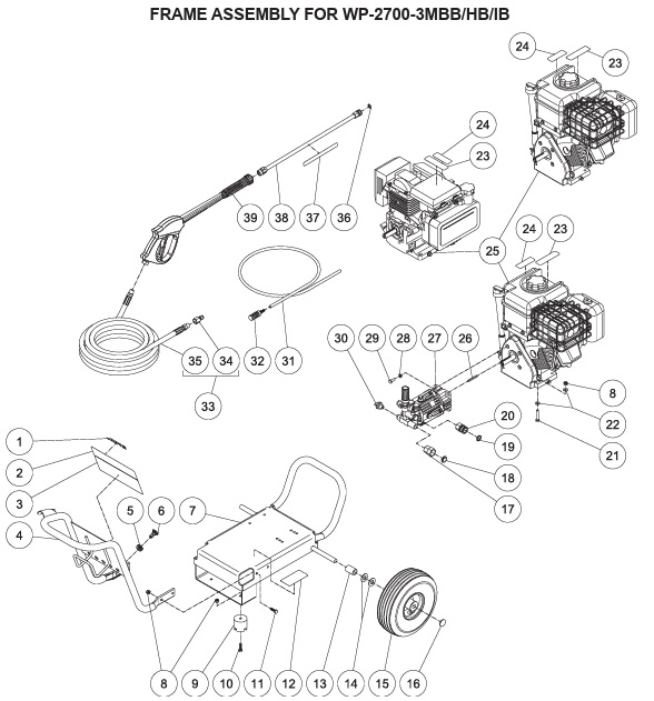 MITM WP-2700 pressure washer parts and manual